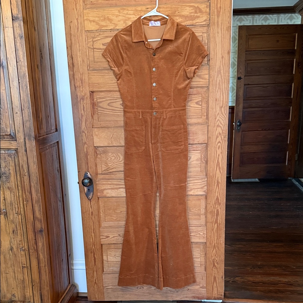 Wysteria Lane Stylish Brown Corduroy Jumpsuit
